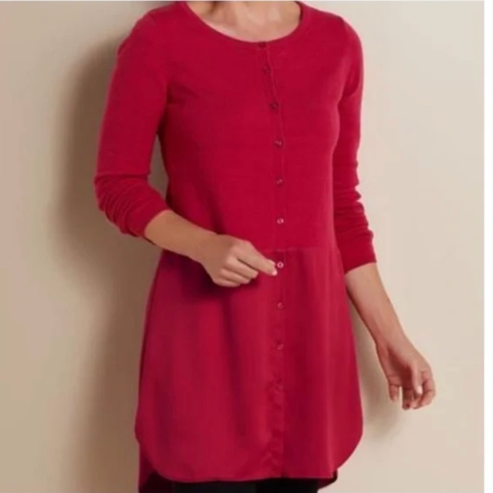 NWT Soft Surroundings Mariam Mixed Media Cardigan Button Down Medium 8754